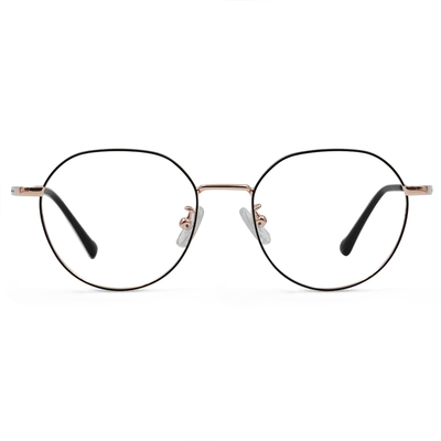 MICKY KIDS｜時光膠囊 多邊框眼鏡｜玫瑰金/黑