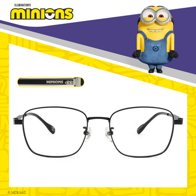 小小兵系列-光學框  |  Minions Logo 款 方框眼鏡  |  夜幕黑