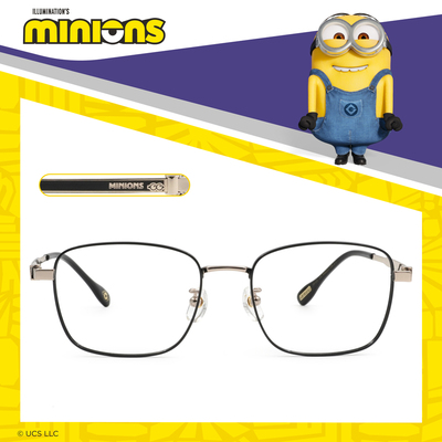 小小兵系列-光學框  |  Minions Logo 款 方框眼鏡  |  都會黑金