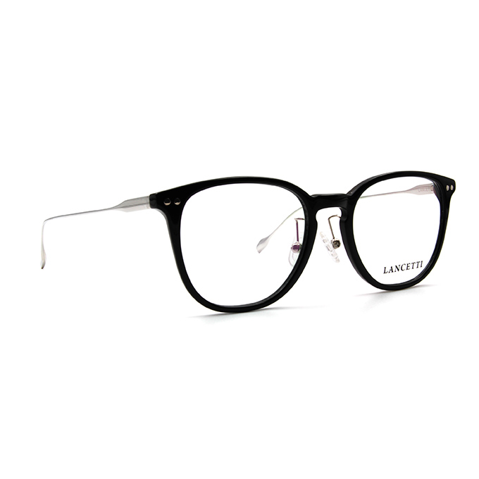 LANCETTI 極現代感眼鏡細邊大方框眼鏡 ▏亮黑/銀