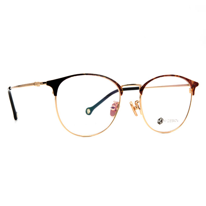 K-DESIGN K PLUS舒適彈力款眼鏡◆純粹學院威靈頓框眼鏡 彩褐金