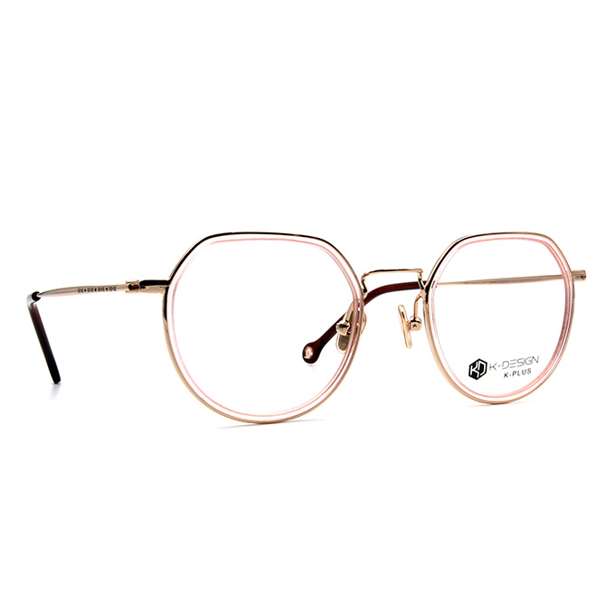 K-DESIGN K PLUS 舒適輕盈系列  ▏粉紅冰河傳說幾何半圓框眼鏡 冰晶粉