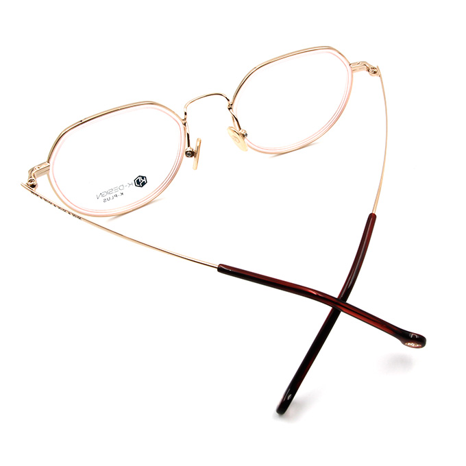 K-DESIGN K PLUS 舒適輕盈系列  ▏粉紅冰河傳說幾何半圓框眼鏡 冰晶粉