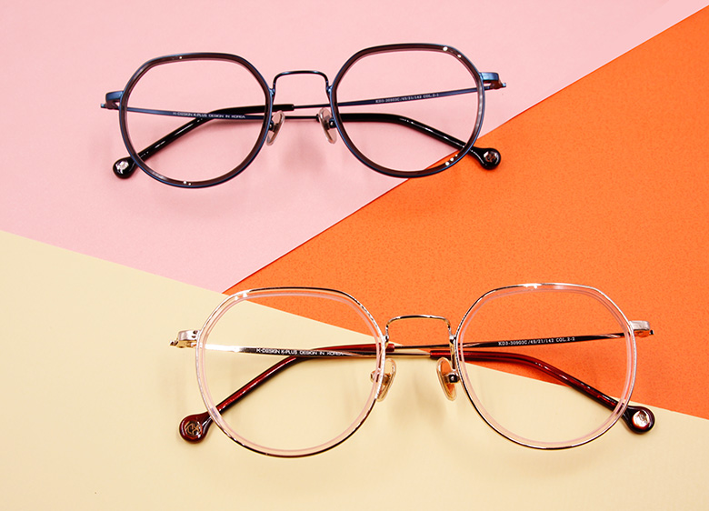 K-DESIGN K PLUS 舒適輕盈系列  ▏粉紅冰河傳說幾何半圓框眼鏡 冰晶粉