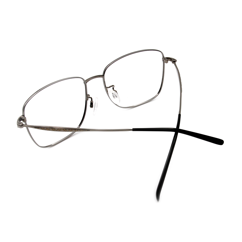 CHARMANT  雅緻紋雕大方框眼鏡 ▏鋼質灰