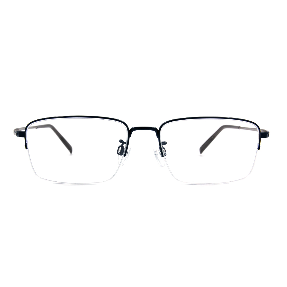 CHARMANT  透視曲線方型眉框眼鏡 ▏藏青/銀