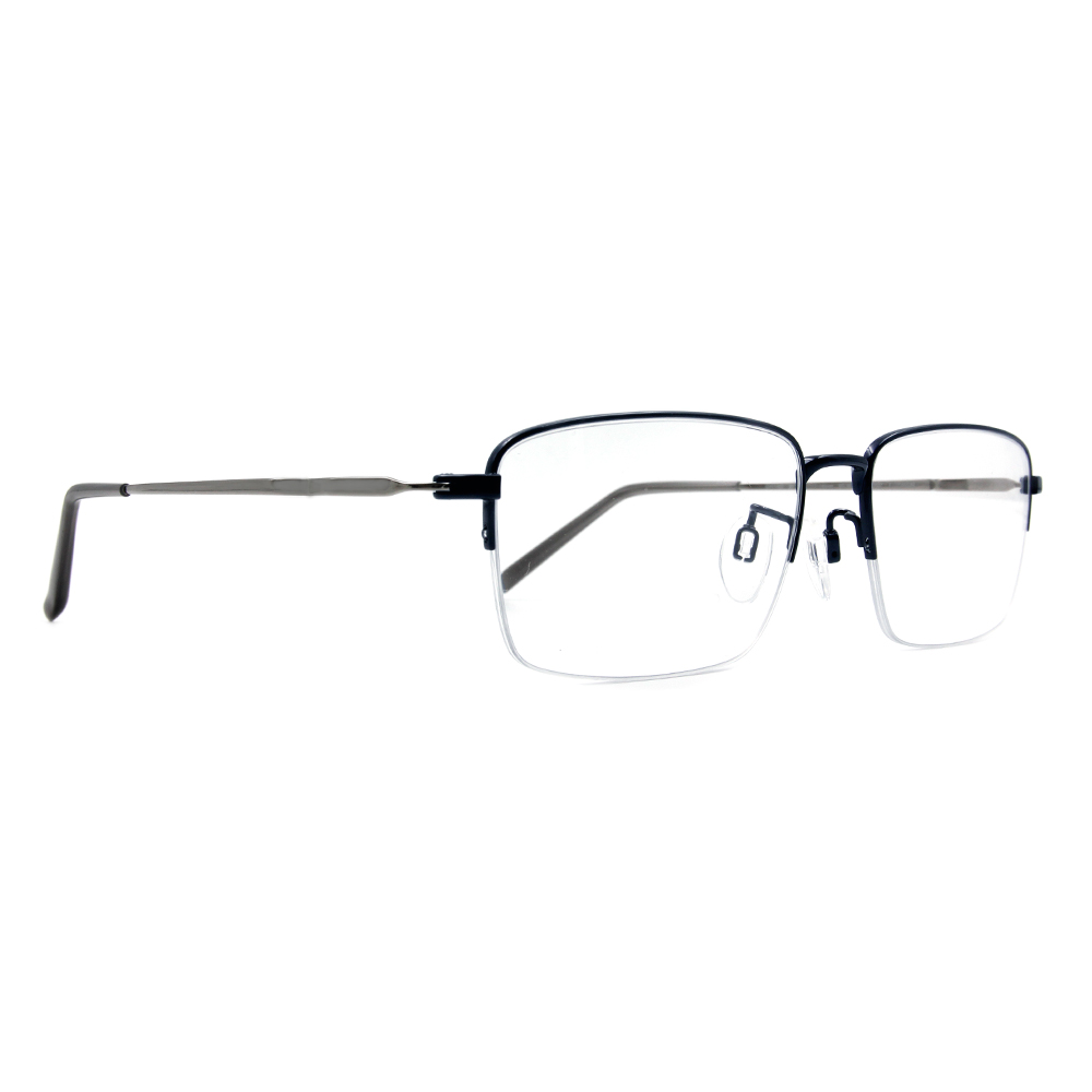 CHARMANT  透視曲線方型眉框眼鏡 ▏藏青/銀