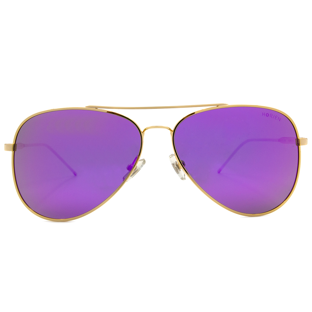 HORIEN 英式風潮雷朋款太陽眼鏡 ☀紫耀金