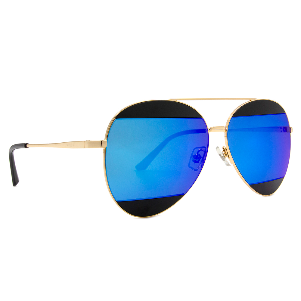 HORIEN 低調撞色飛官框太陽眼鏡  ☀金緻藍