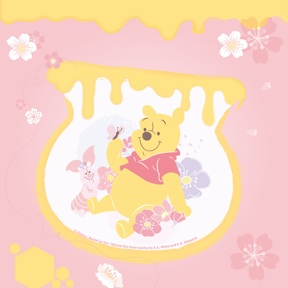 Disney-粉萌季 l 維尼的蜂蜜罐 圓框眼鏡 嫩粉橘