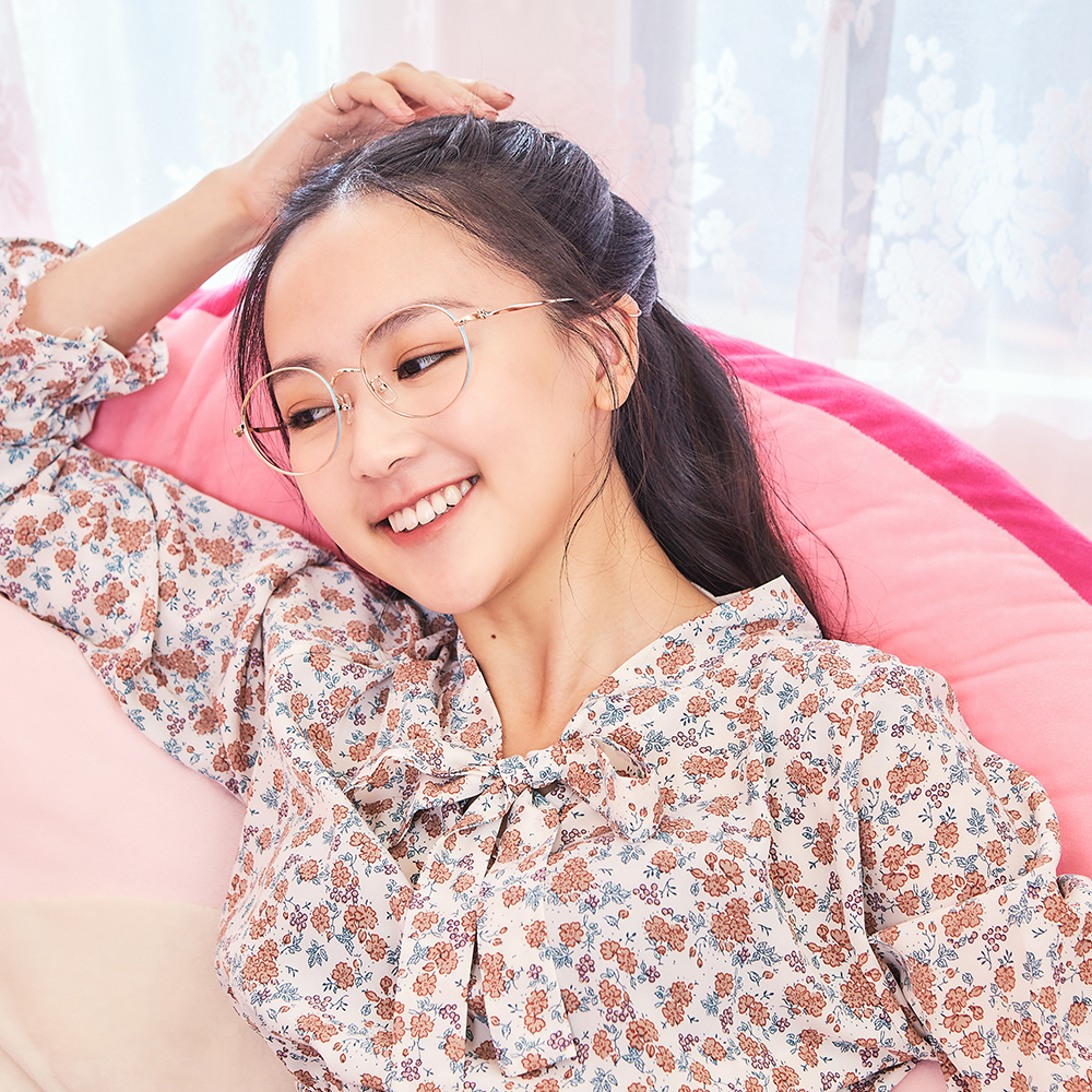 Disney-粉萌季 l 維尼的蜂蜜罐 圓框眼鏡 粉嫩藍