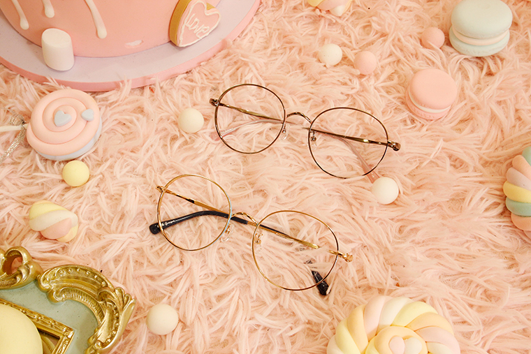 Disney-粉萌季 l 維尼的蜂蜜罐 圓框眼鏡 粉嫩藍