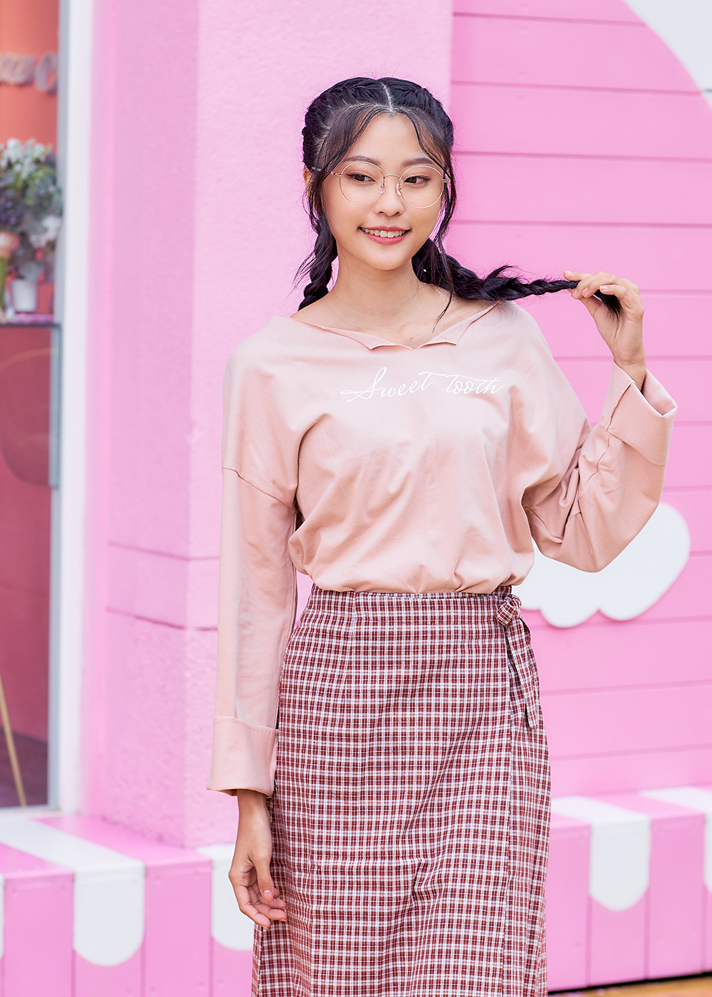 Disney-粉萌季 l 春採花蜜 大圓框眼鏡 玫瑰金