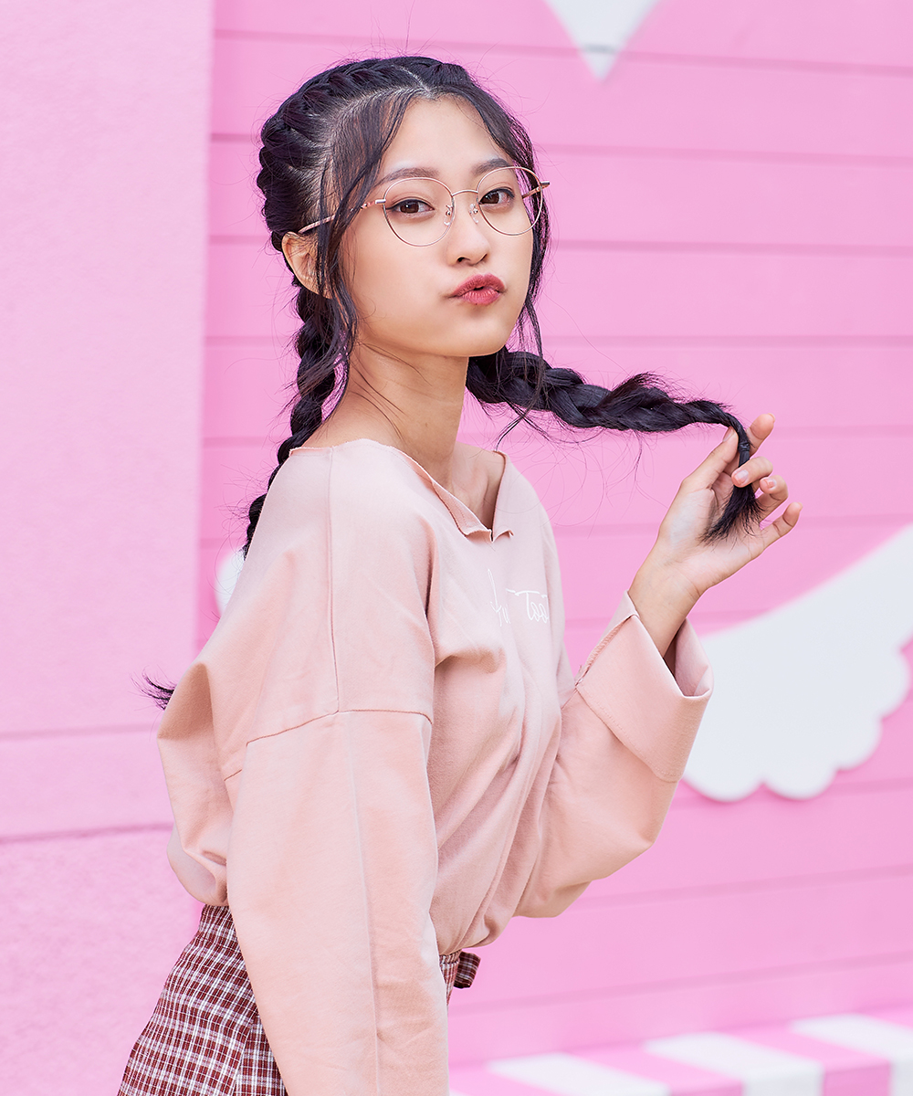 Disney-粉萌季 l 春採花蜜 波士頓框眼鏡 粉桃橘