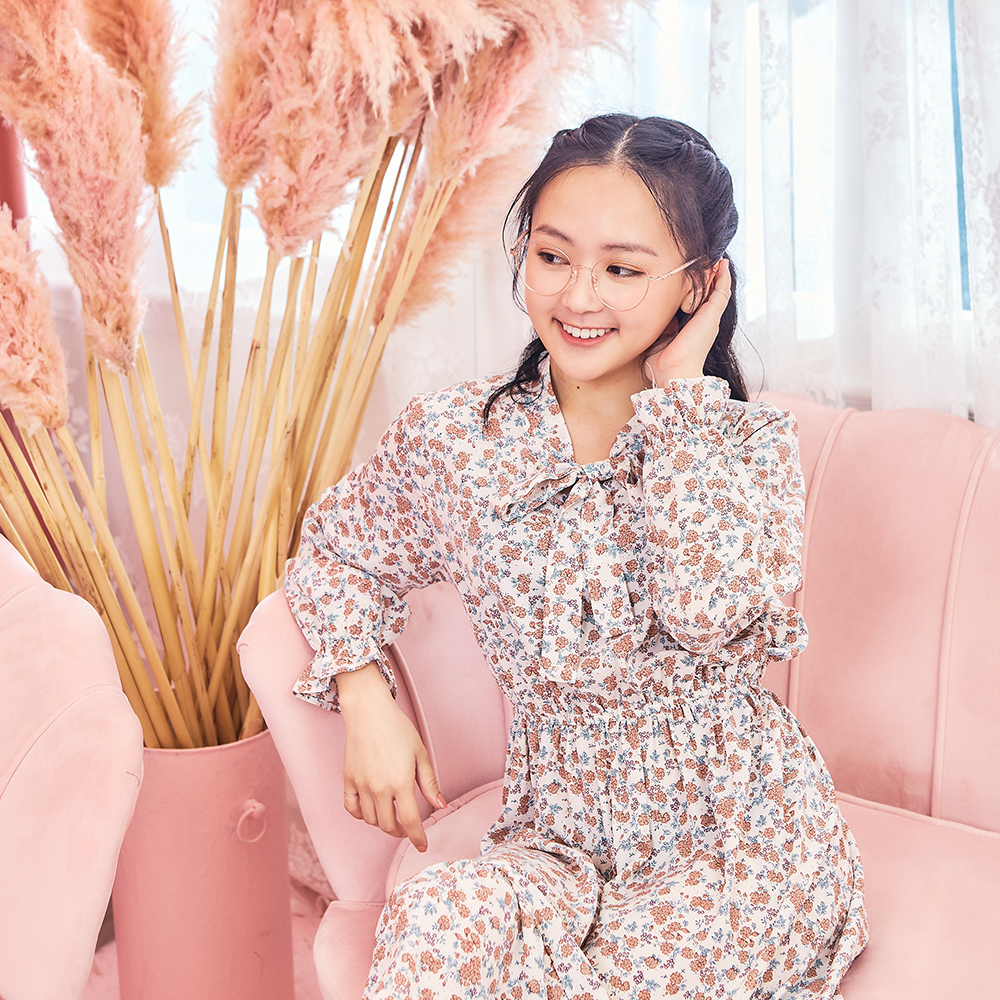 Disney-粉萌季 l 春採花蜜 波士頓框眼鏡 粉桃橘