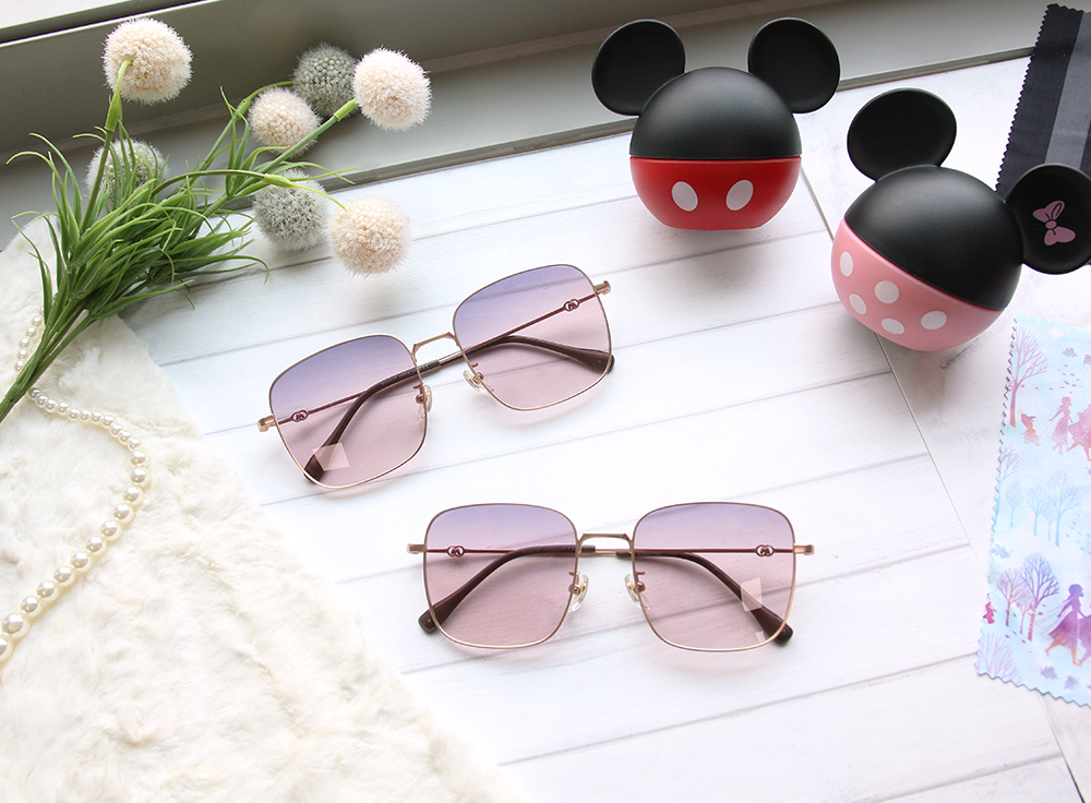 Disney 米奇│牛津廣場 方框太陽眼鏡 奶茶粉 (小框款)