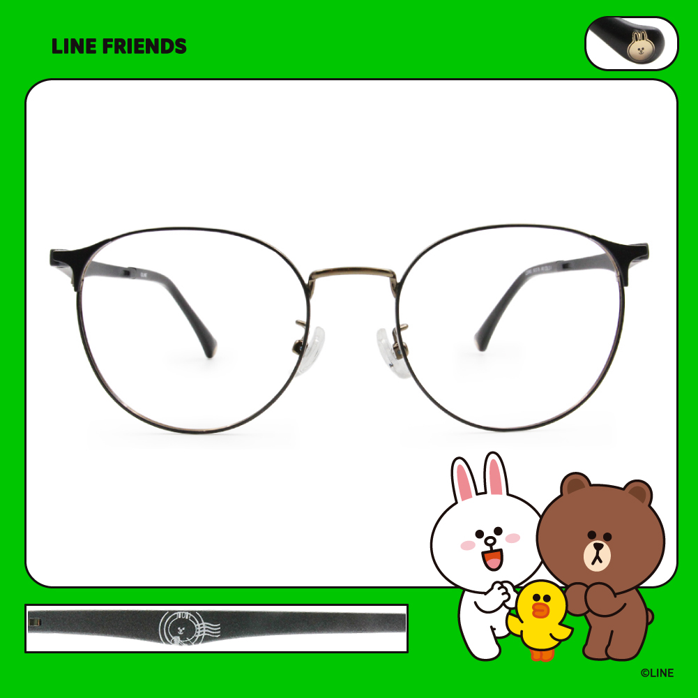 LINE FRIENDS★兔兔款｜紀念郵戳 圓框眼鏡｜石板灰