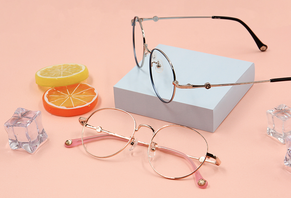 LINE FRIENDS★熊大款｜腳腳印章 波士頓框眼鏡｜鐵銀藍