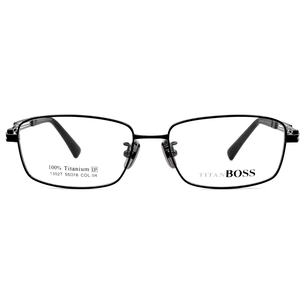TITAN | 時尚流線長方寬眼鏡 玩酷黑