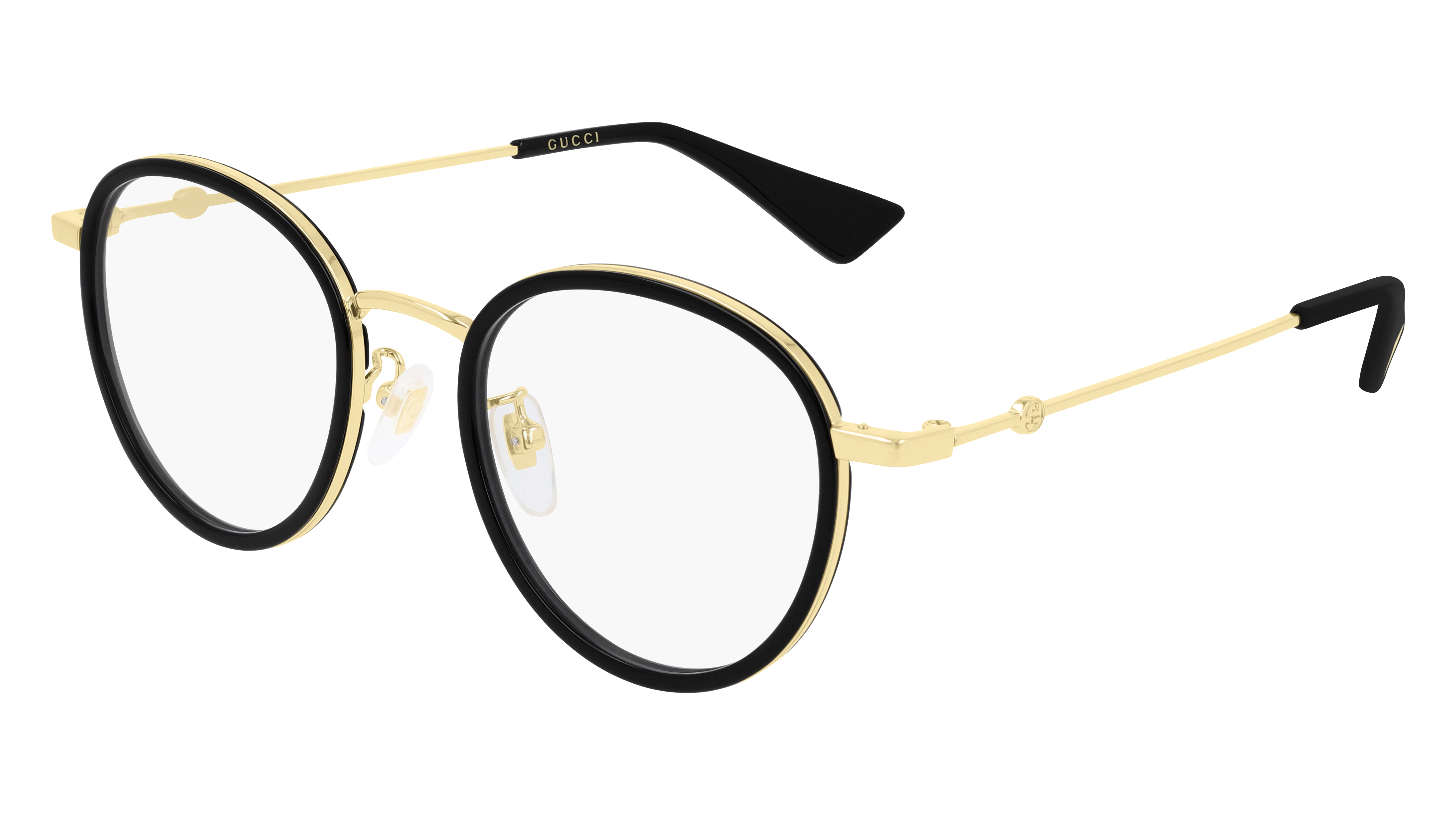 GUCCI | 套圈款橢圓框眼鏡黑金色|GUCCI-光學框-EYESmart寶島眼鏡