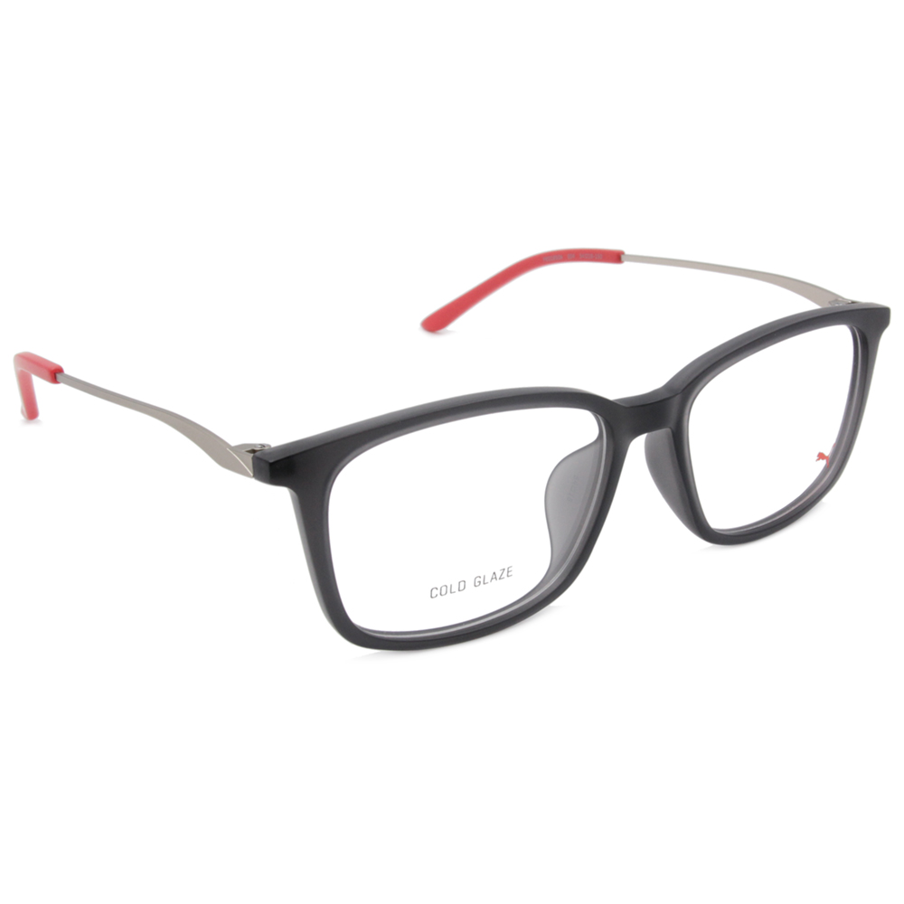 PUMA l 流線造型方框眼鏡 霧黑/蘋果色