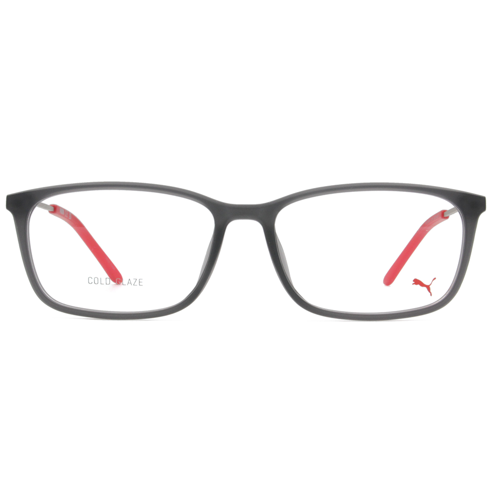 PUMA l 細邊流線方框眼鏡 霧面黑/紅