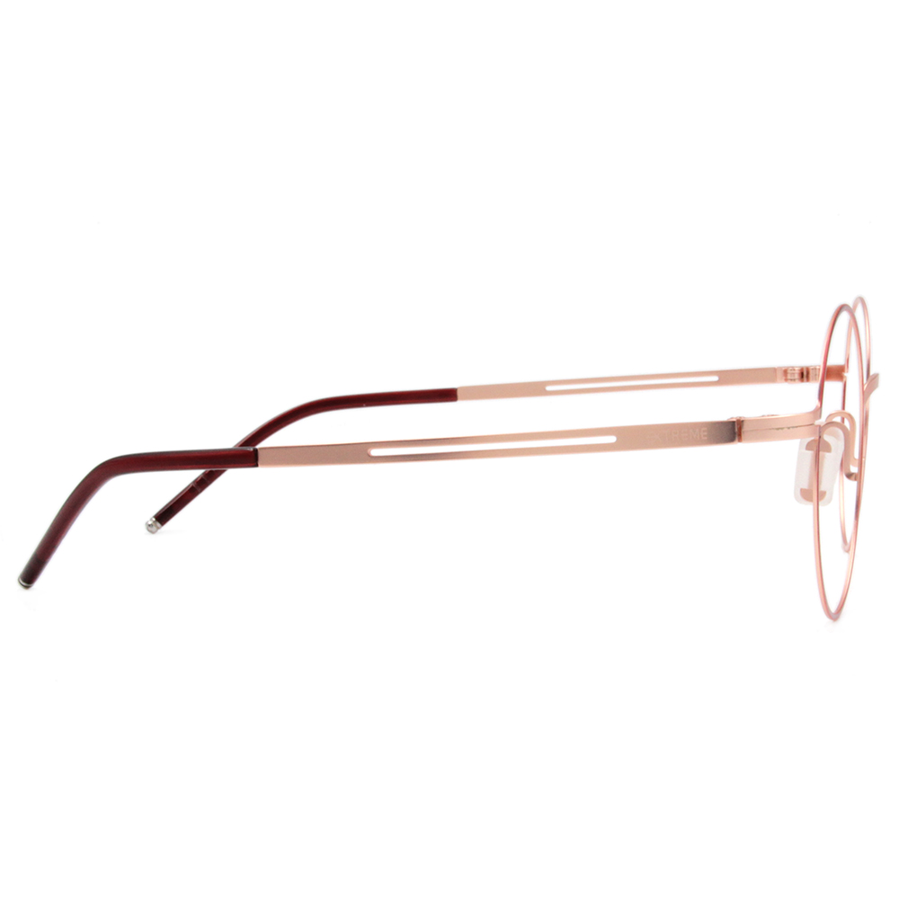極．纖細輕款｜輕彈造型圓框眼鏡 殷紅/玫瑰金