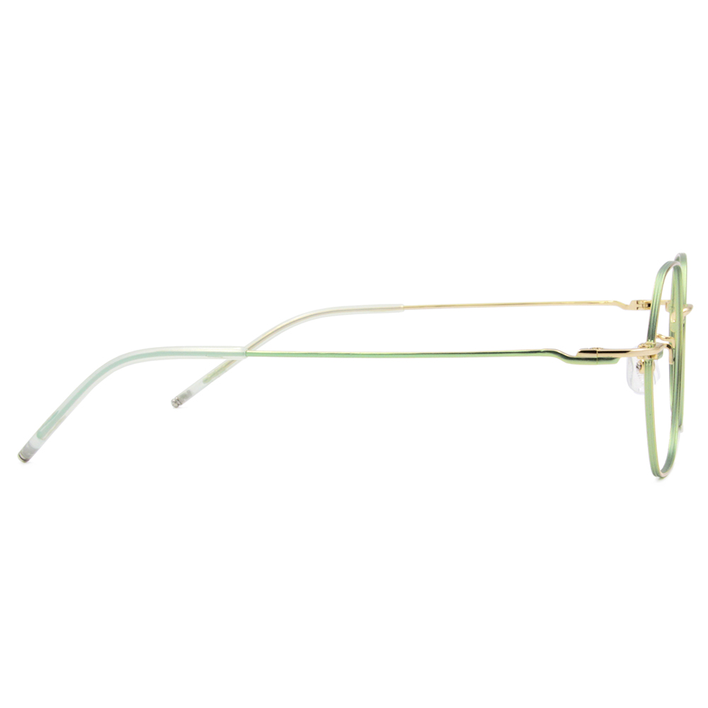 極．纖細輕款｜知性款多邊框眼鏡 質感金/綠