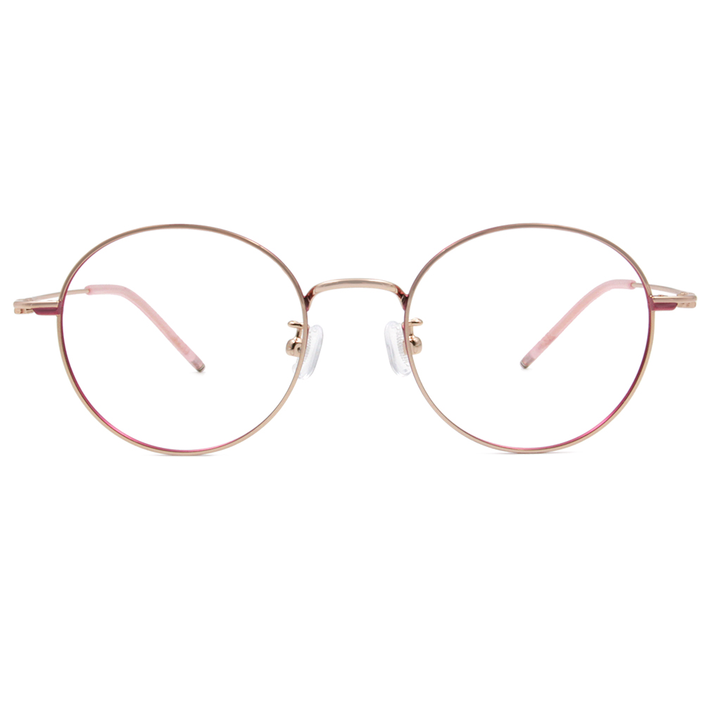 極．纖細輕款｜知性款波士頓框眼鏡 蜜粉金