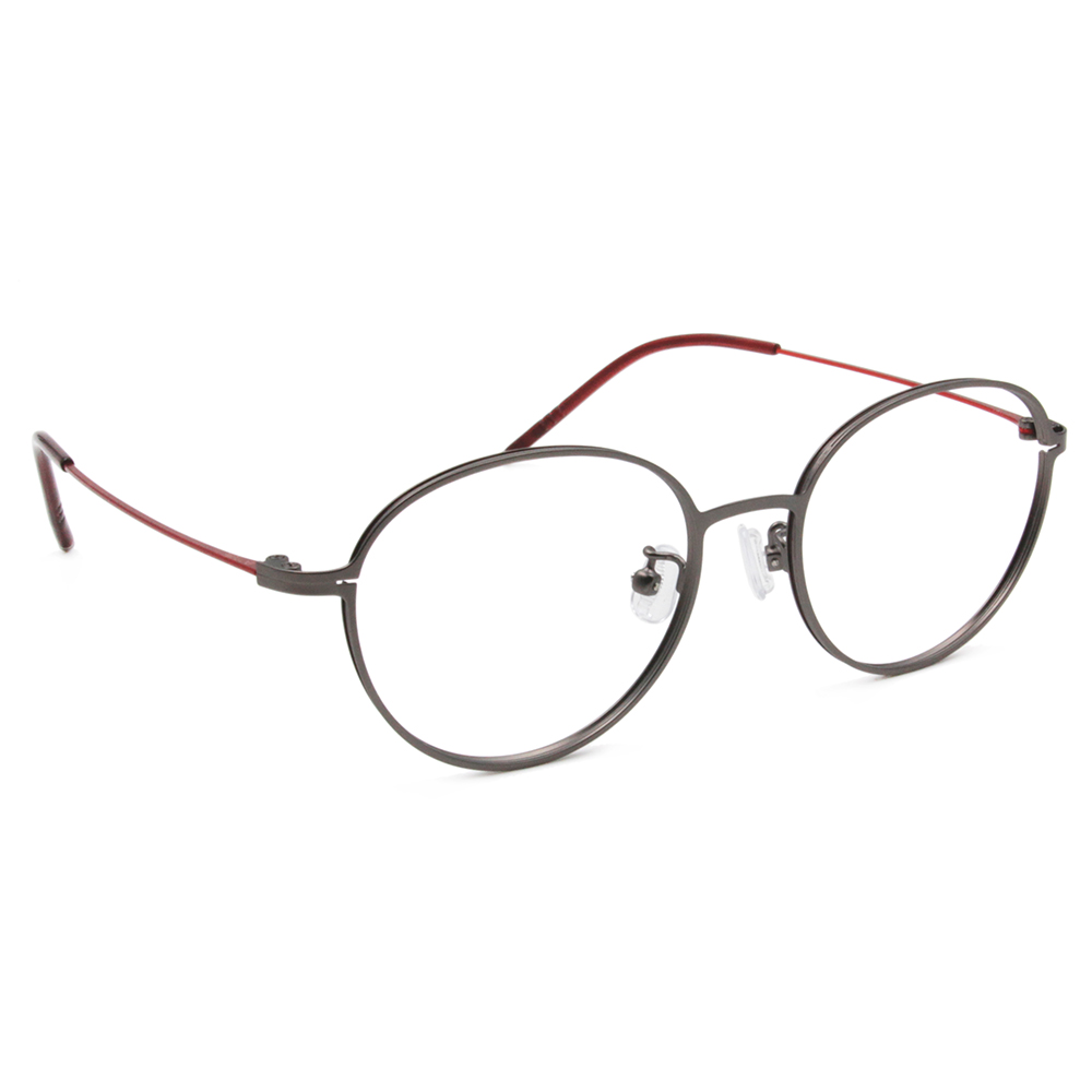 極．纖細輕款｜造型波士頓框眼鏡 霧灰/紅
