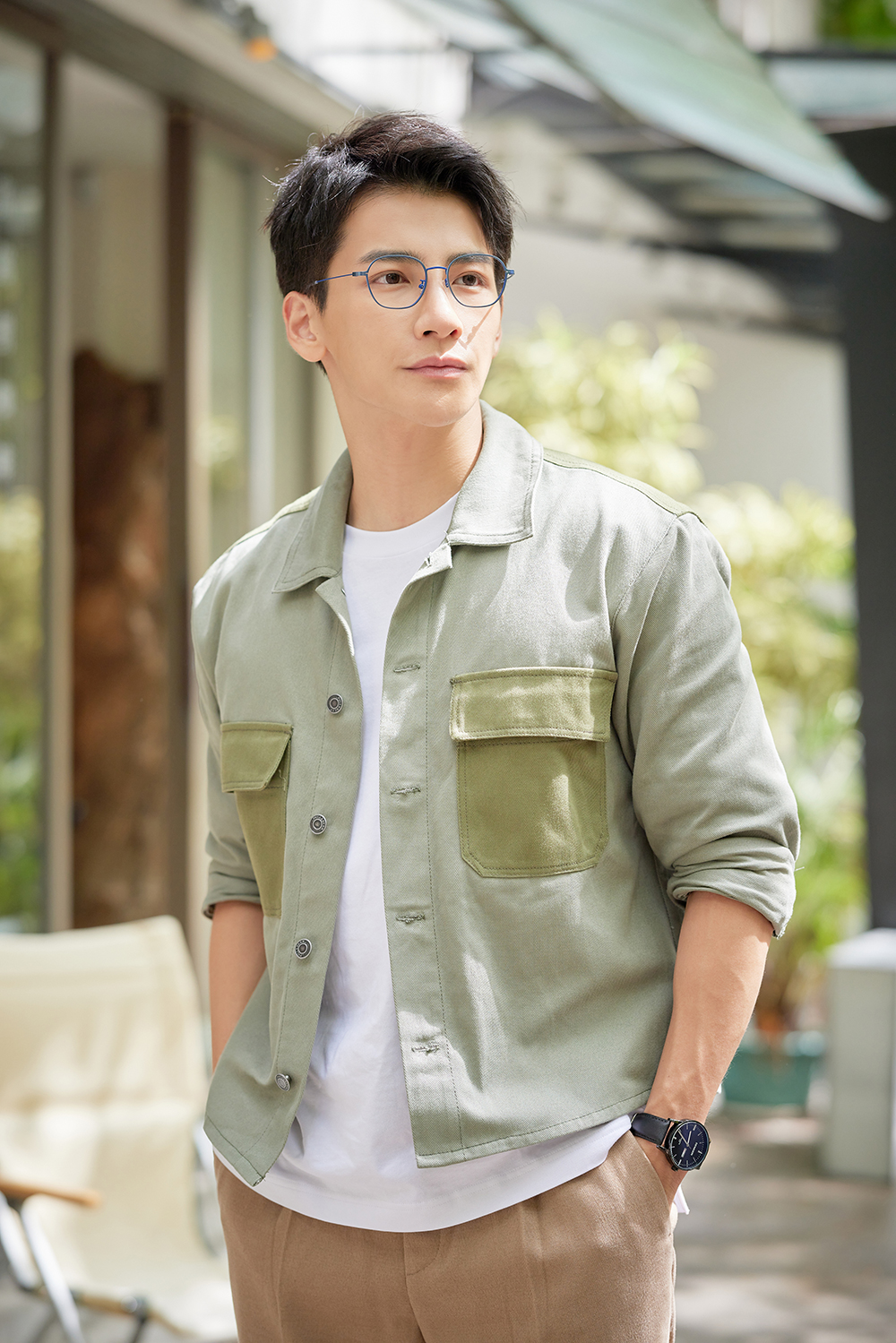 極．纖細輕款｜造型方框眼鏡 金屬藍