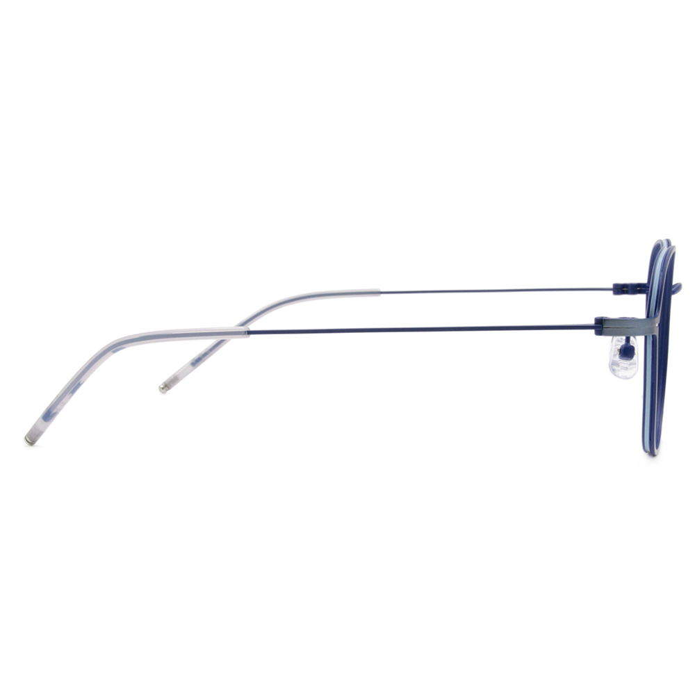 極．纖細輕款｜造型方框眼鏡 金屬藍