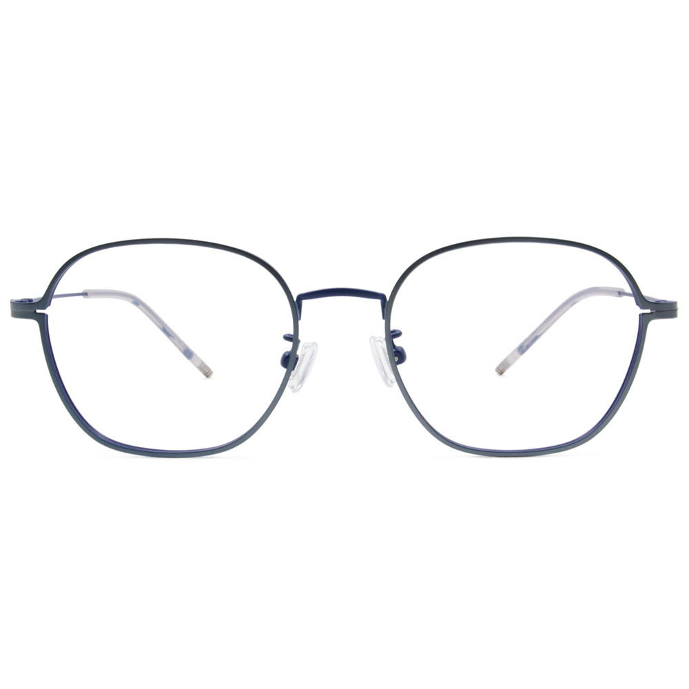 極．纖細輕款｜造型方框眼鏡 金屬藍