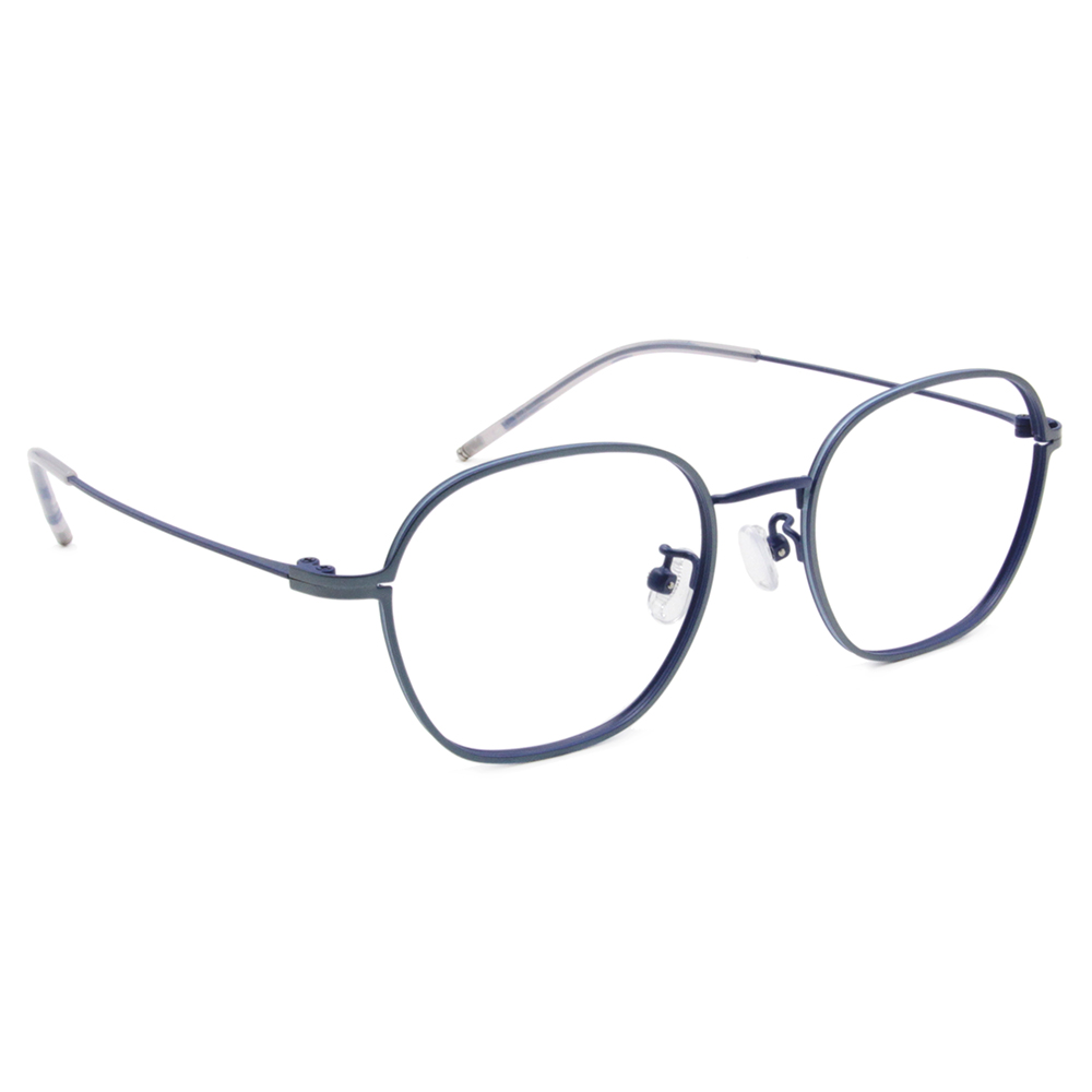 極．纖細輕款｜造型方框眼鏡 金屬藍