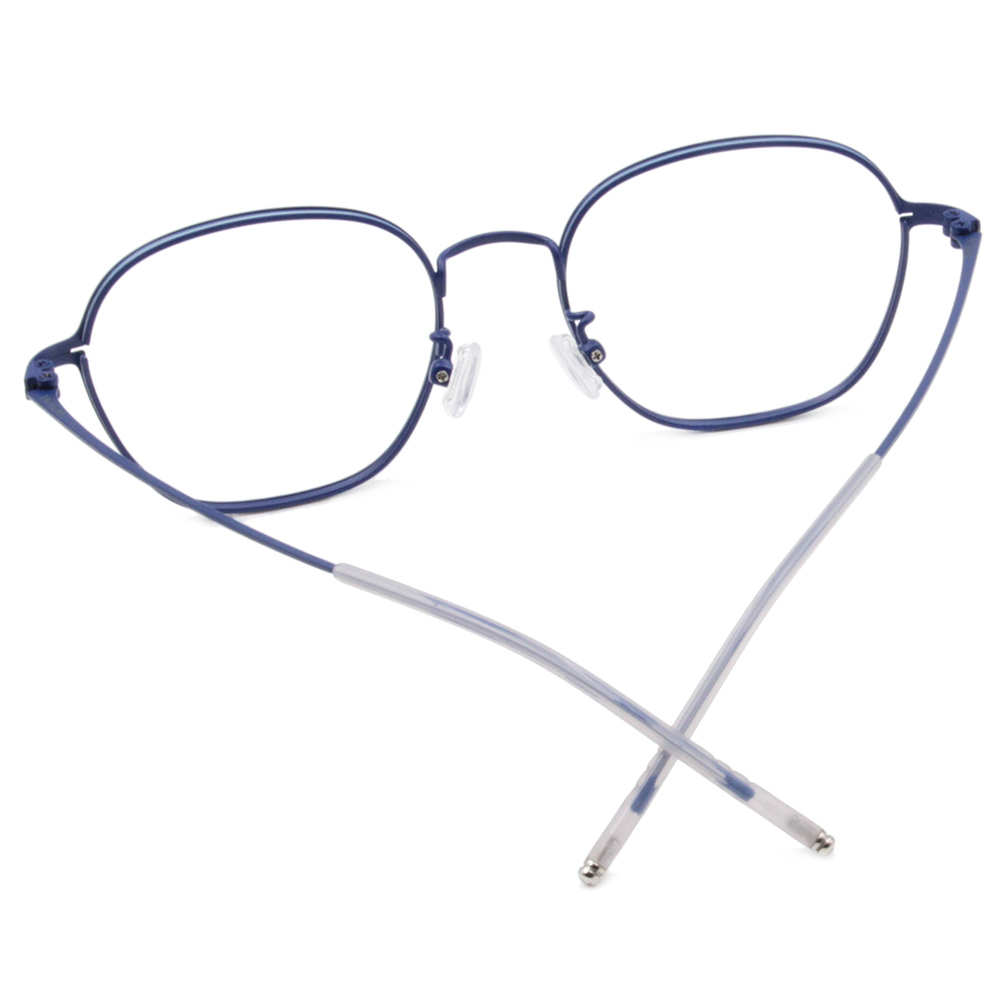 極．纖細輕款｜造型方框眼鏡 金屬藍