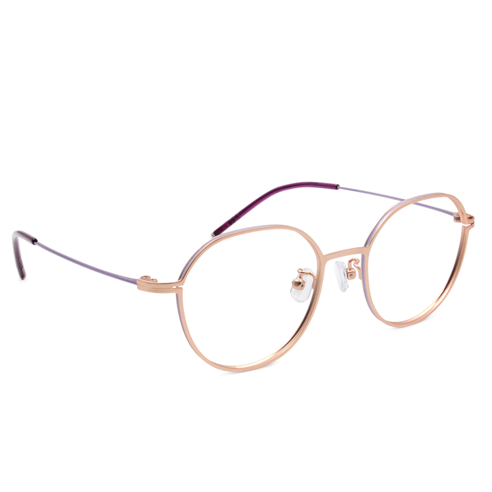 極．纖細輕款｜造型多邊圓框眼鏡 玫瑰金/紫芋