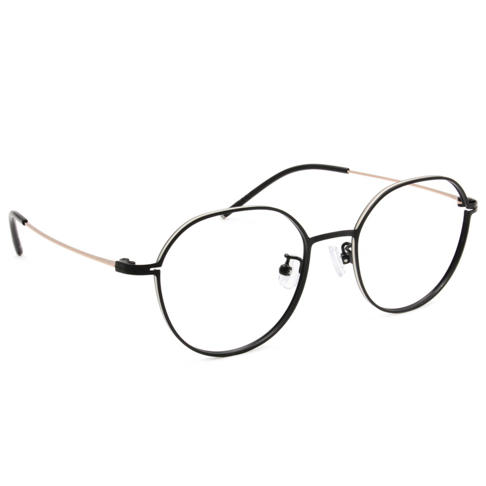 極．纖細輕款｜造型多邊圓框眼鏡 經典霧黑/白