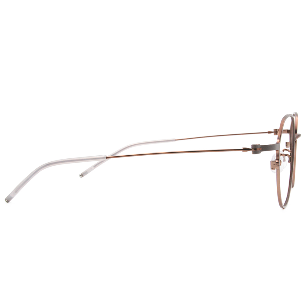 極．纖細輕款｜輕巧極細多邊圓框 霧淺灰/棕