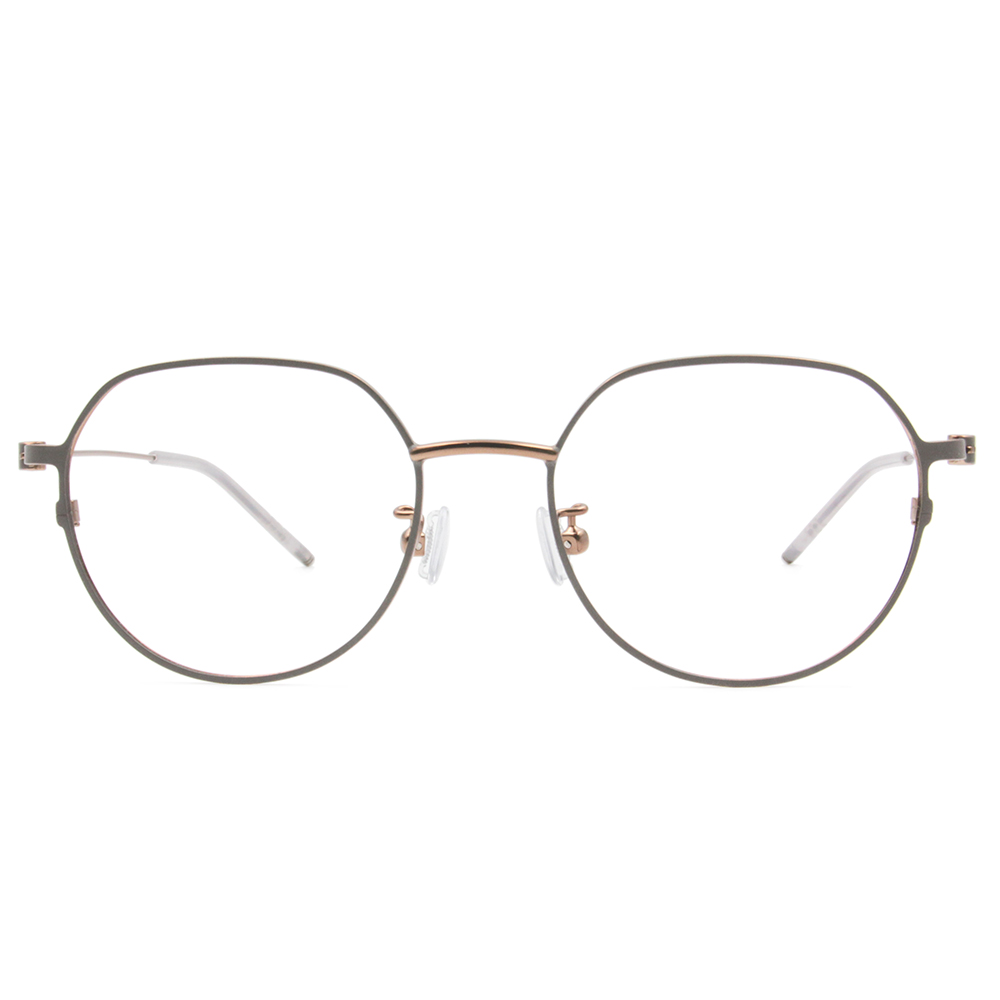 極．纖細輕款｜輕巧極細多邊圓框 霧淺灰/棕