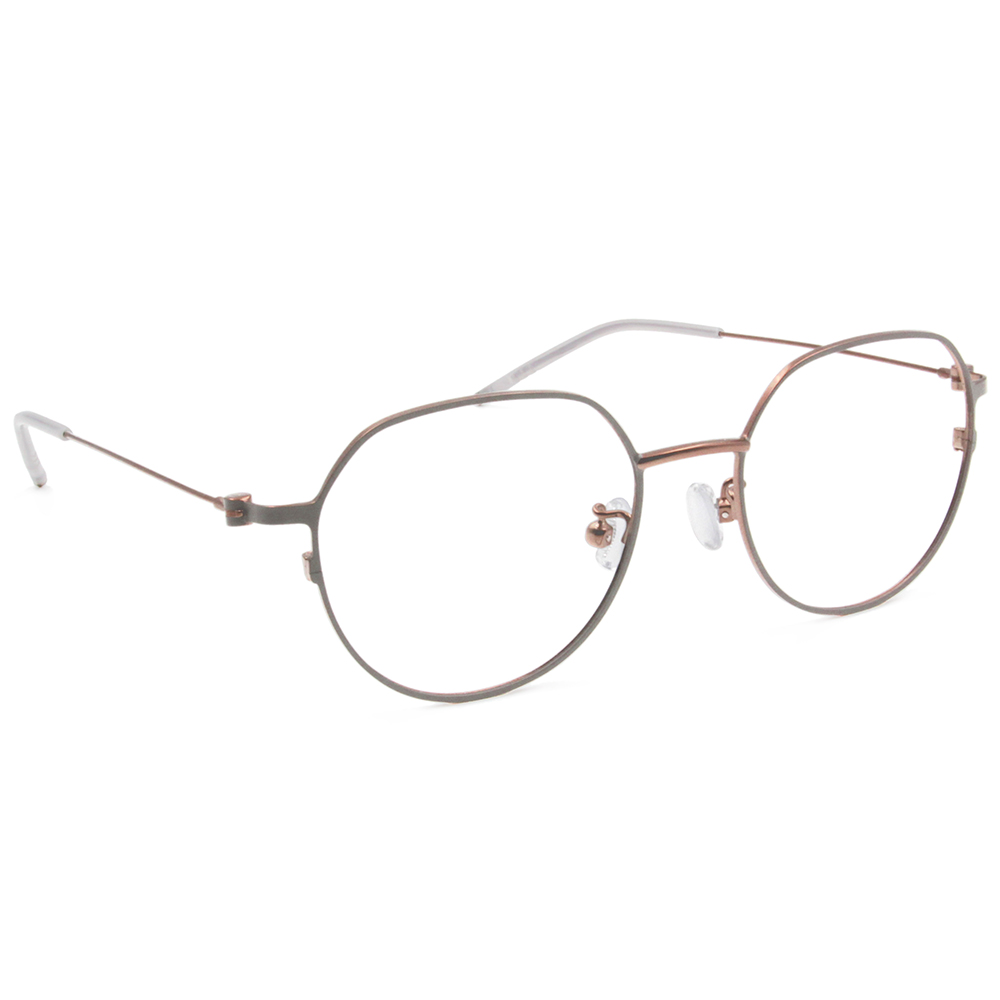 極．纖細輕款｜輕巧極細多邊圓框 霧淺灰/棕