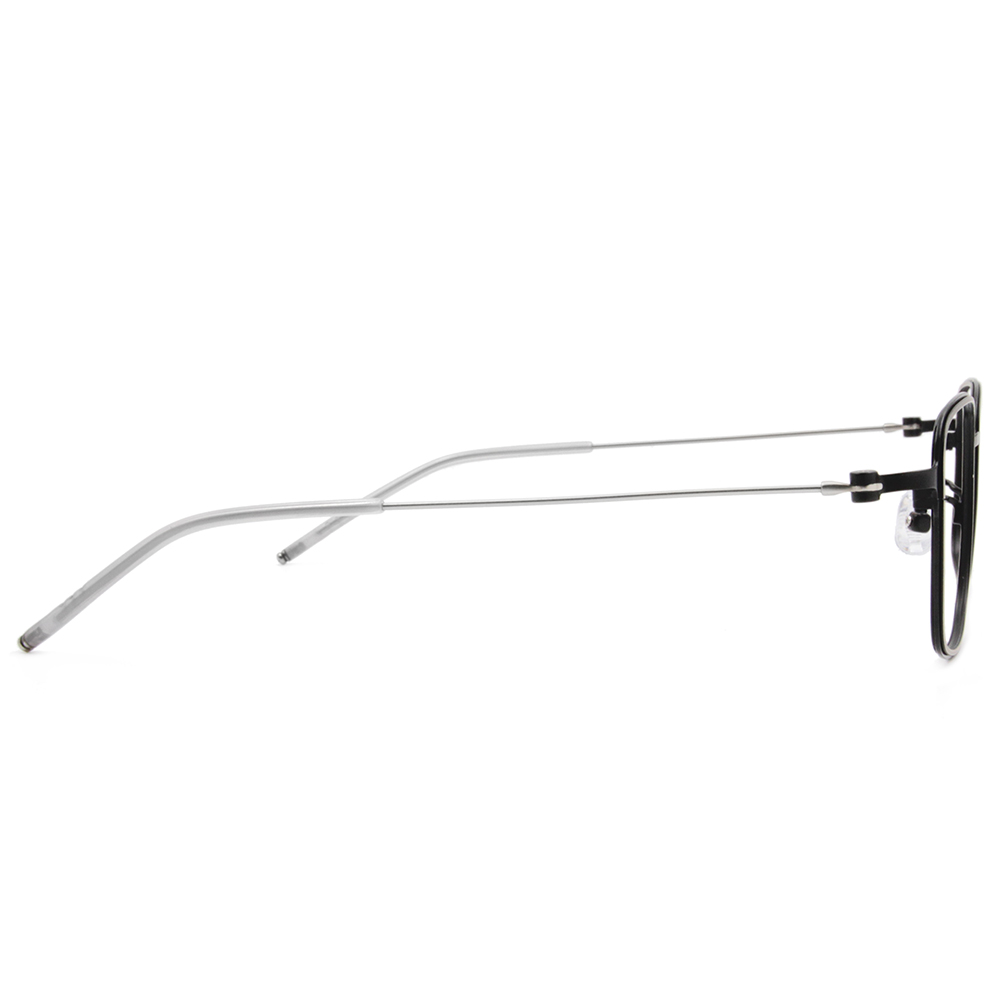 極．纖細輕款｜銀圈極細邊方框眼鏡 霧面黑