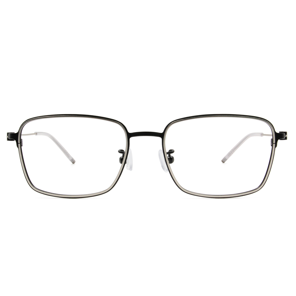 極．纖細輕款｜銀圈極細邊方框眼鏡 霧面黑