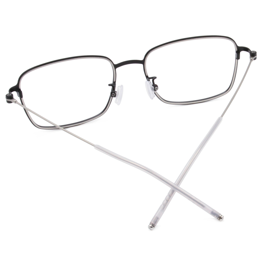 極．纖細輕款｜銀圈極細邊方框眼鏡 霧面黑