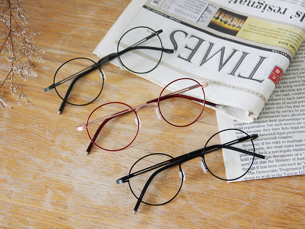 極．纖細輕款｜輕彈造型圓框眼鏡 殷紅/玫瑰金