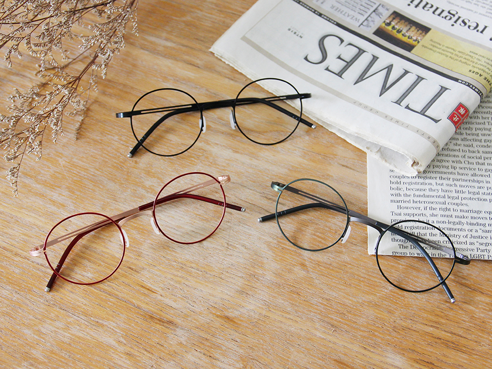 極．纖細輕款｜輕彈造型圓框眼鏡 殷紅/玫瑰金