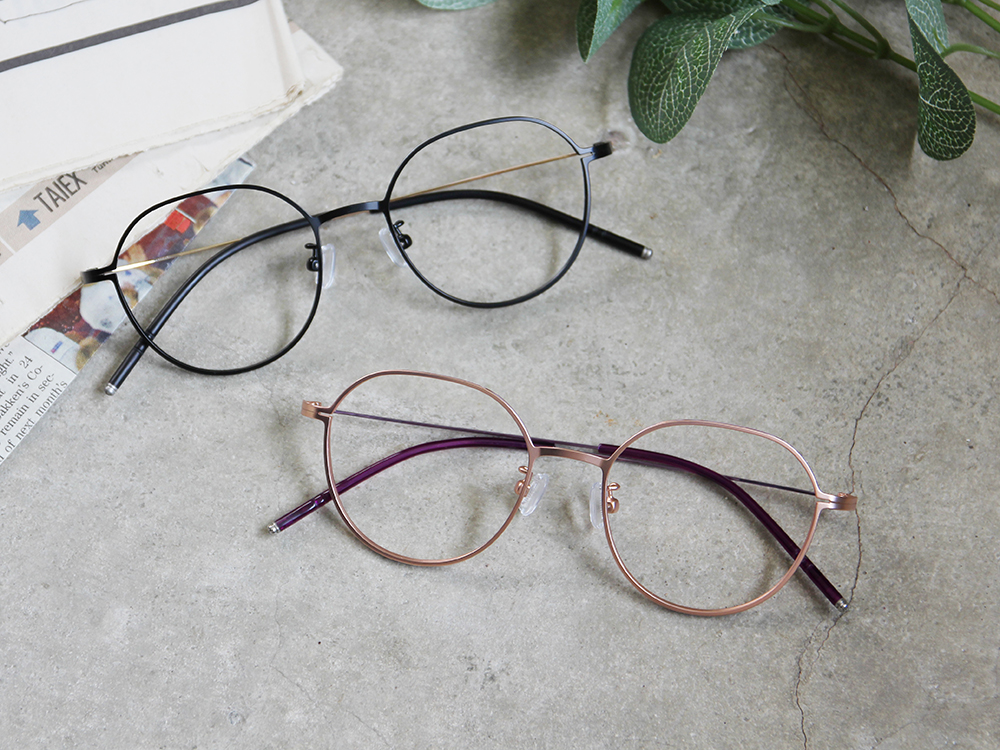 極．纖細輕款｜造型多邊圓框眼鏡 玫瑰金/紫芋