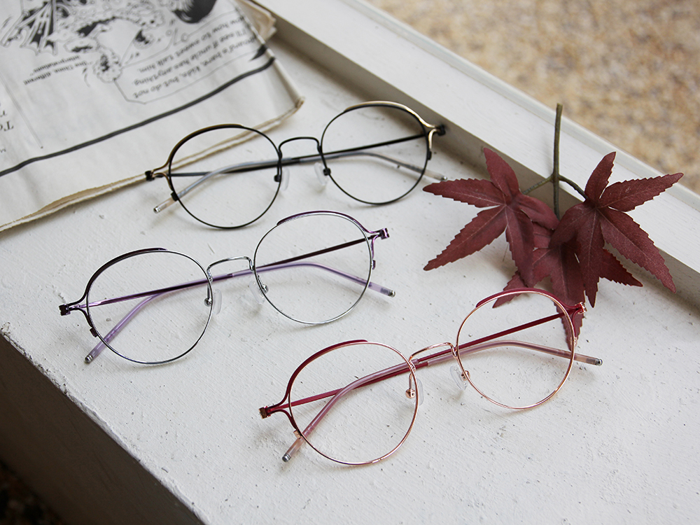極．纖細輕款｜線圈造型波士頓框眼鏡 玫瑰金/紅