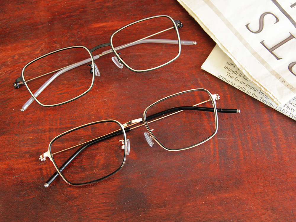 極．纖細輕款｜銀圈極細邊方框眼鏡 霧面黑