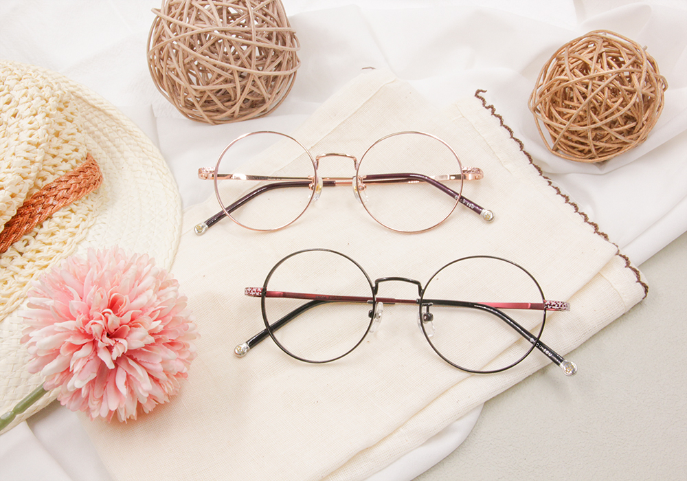 SOU・SOU l 搖搖蘿蔔草 圓框眼鏡❀玫金/粉紫