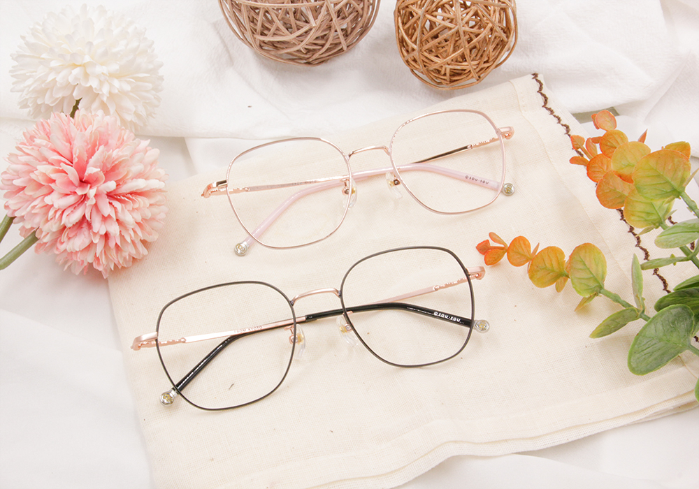 SOU・SOU l 綻放 造型多邊框眼鏡❀玫瑰嫩粉